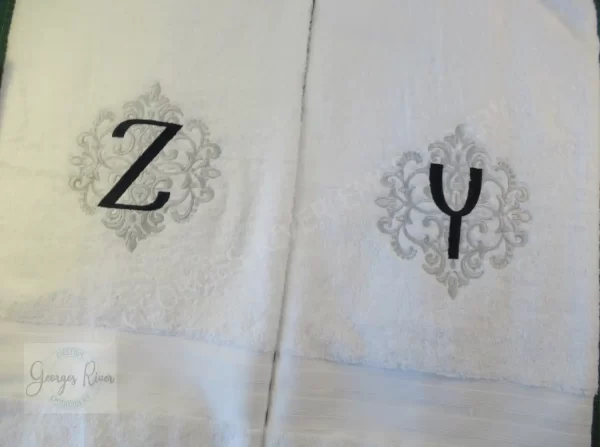 Personalised Monogrammed Bath Towel - Single or Set - Ornamental Swirl Design - Image 5