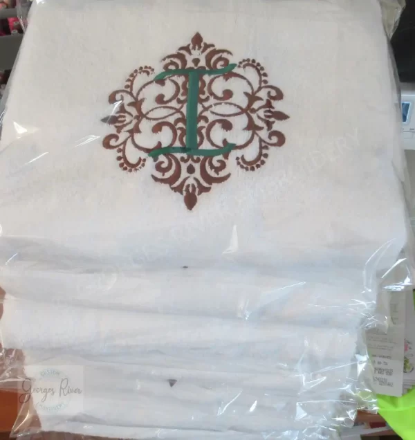 Personalised Monogrammed Bath Towel - Single or Set - Ornamental Swirl Design - Image 10