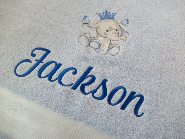 Personalised Towel - Kids Baby Newborn Gift - Elephant Design + Name Embroidered - Image 7