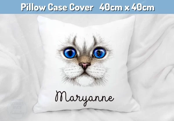 Cat Lovers Cushion Cover - Personalised with your name - 4 eye colours - Image 6