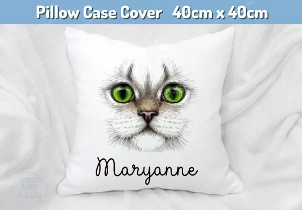 Cat Lovers Cushion Cover - Personalised with your name - 4 eye colours - Image 5