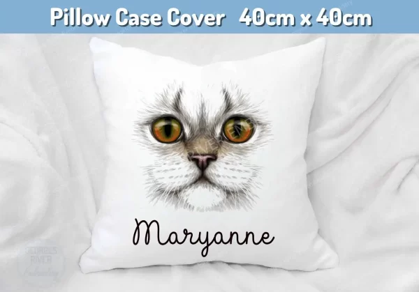 Cat Lovers Cushion Cover - Personalised with your name - 4 eye colours - Image 3