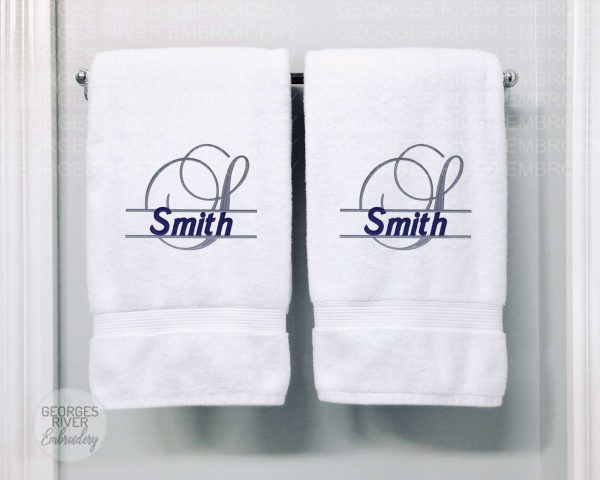 Personalised Monogrammed Bath Towel - Monogram Initial and Name Design