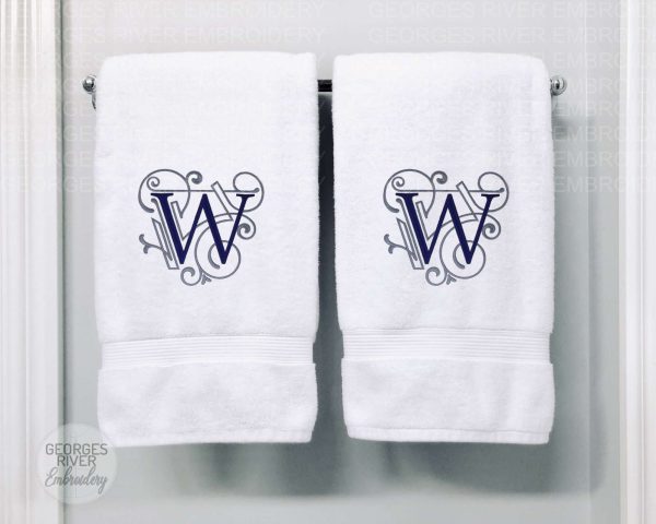 Personalised Monogrammed Bath Towel - Single or Set - Modern Design