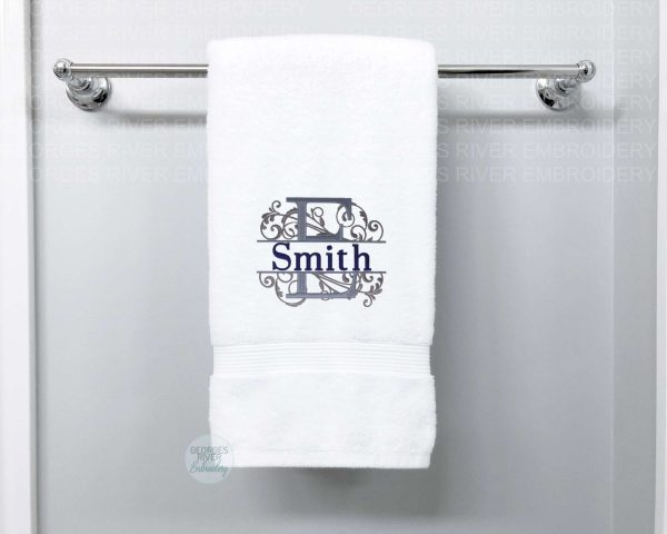 Personalised Monogrammed Bath Towel - Single or Set - Fancy Swirl Design - Image 2