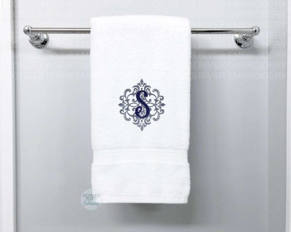 Personalised Monogrammed Bath Towel - Single or Set - Ornamental Swirl Design - Image 2