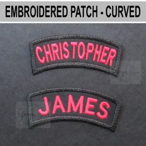 CUSTOM Embroidered Name Patch - Curved Shoulder - 8cm
