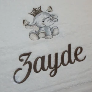 Personalised Towel - Kids Baby Newborn Gift - Elephant Design + Name Embroidered