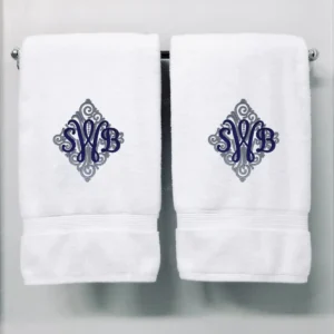 Personalised Monogrammed Bath Towel - 3 Initials & Swirls