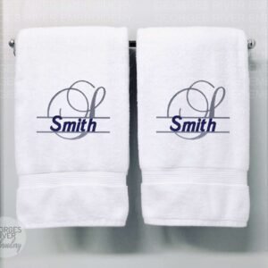 Personalised Monogrammed Bath Towel - Monogram Initial and Name Design