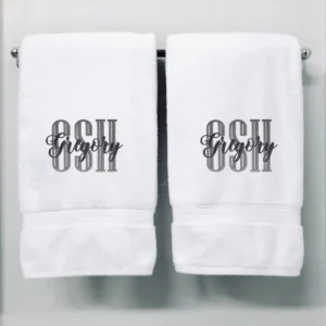 Personalised Monogrammed Bath Towel - Single or Set- Initials and Name