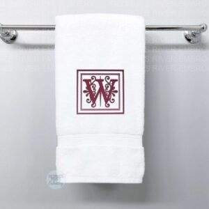 Personalised Monogrammed Bath Towel - Single or Set- Initials and Swirls